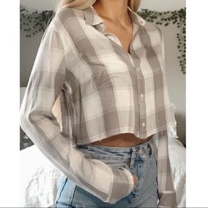 LUCKY BRAND CROPPED FLANNEL